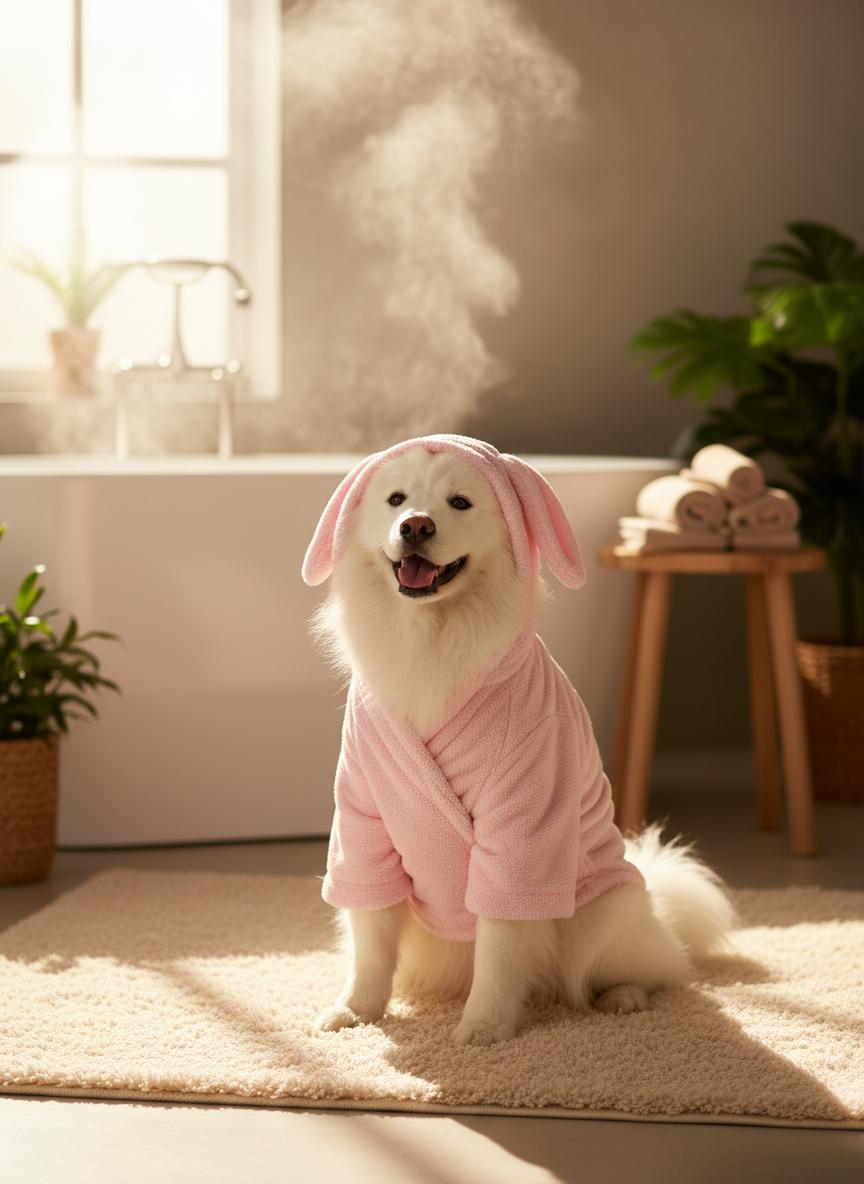 Hooded Microfiber Pet Bathrobe